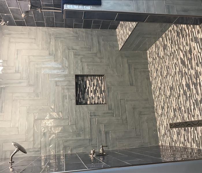 grey tile shower