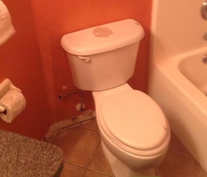 white Toilet with supply line detached